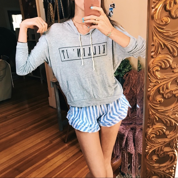 “Killin’ It” jersey knit cropped graphic hoodie - Picture 2 of 8